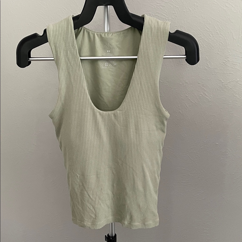 Klassy Network Light Green Ribbed Tank Top